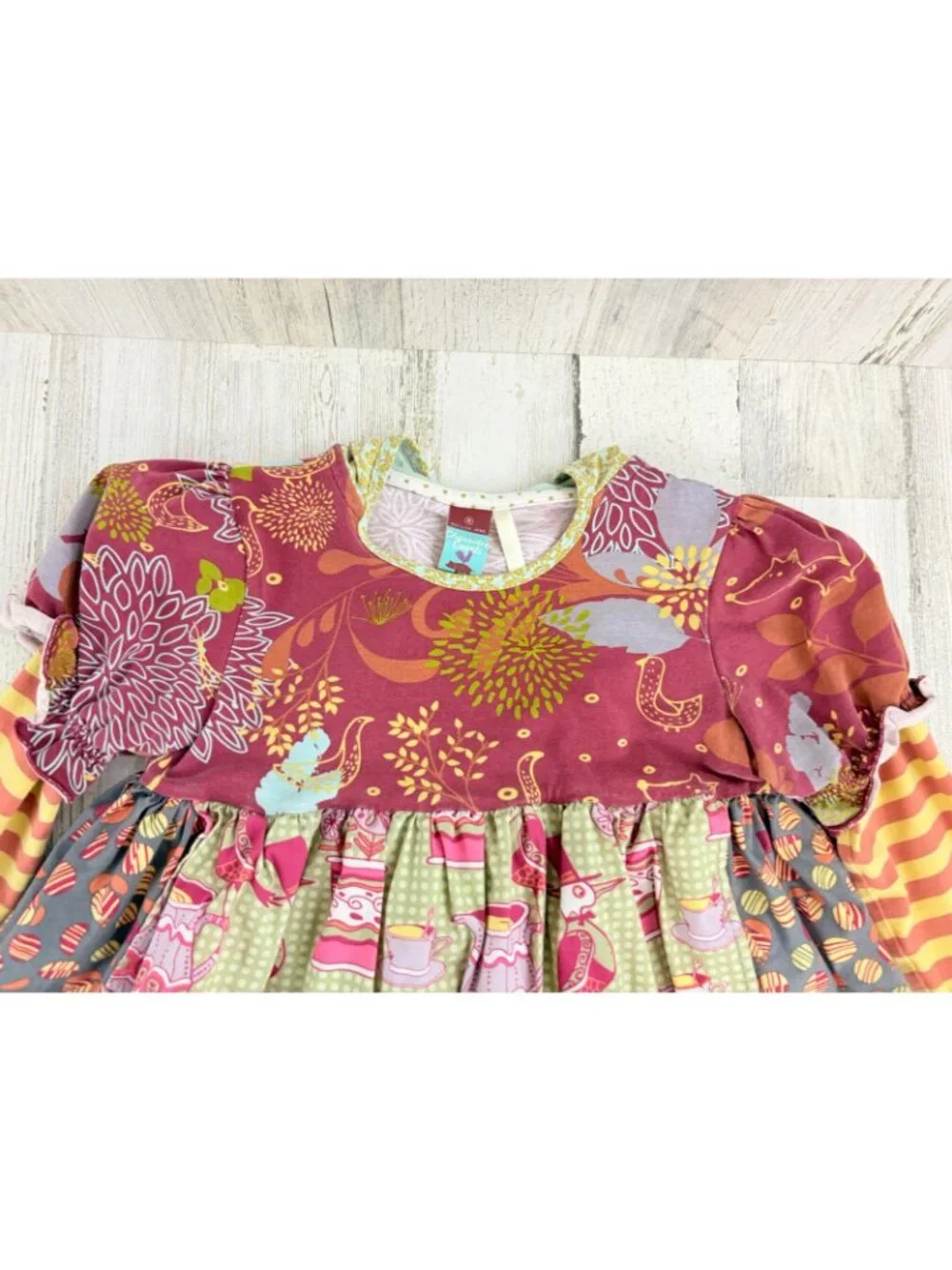 Matilda Jane Character Counts Pixie Knot Hood Apron Dress Maggie Tea Size 8